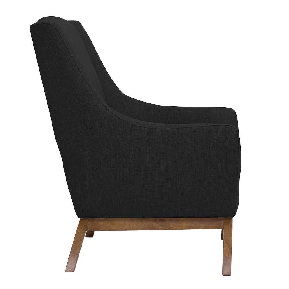 Poltrona Juliet Linho Preta e Madeira - 4