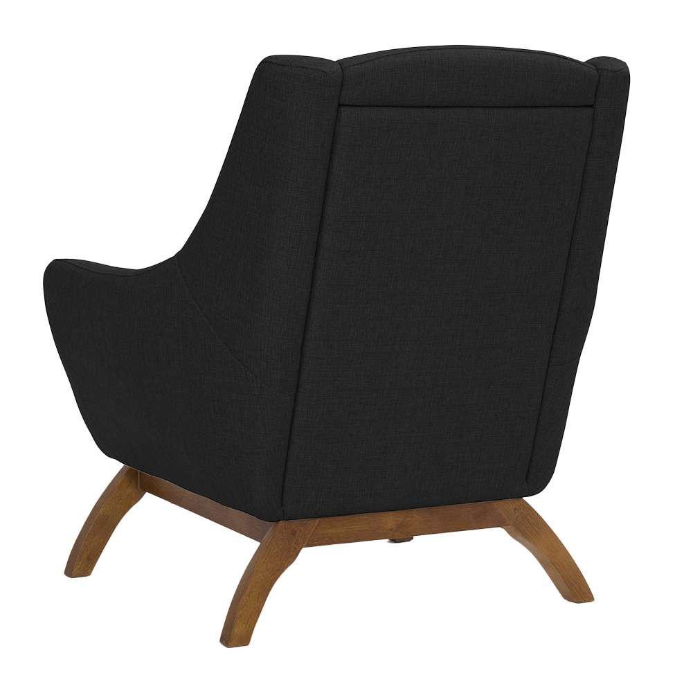 Poltrona Juliet Linho Preta e Madeira - 5