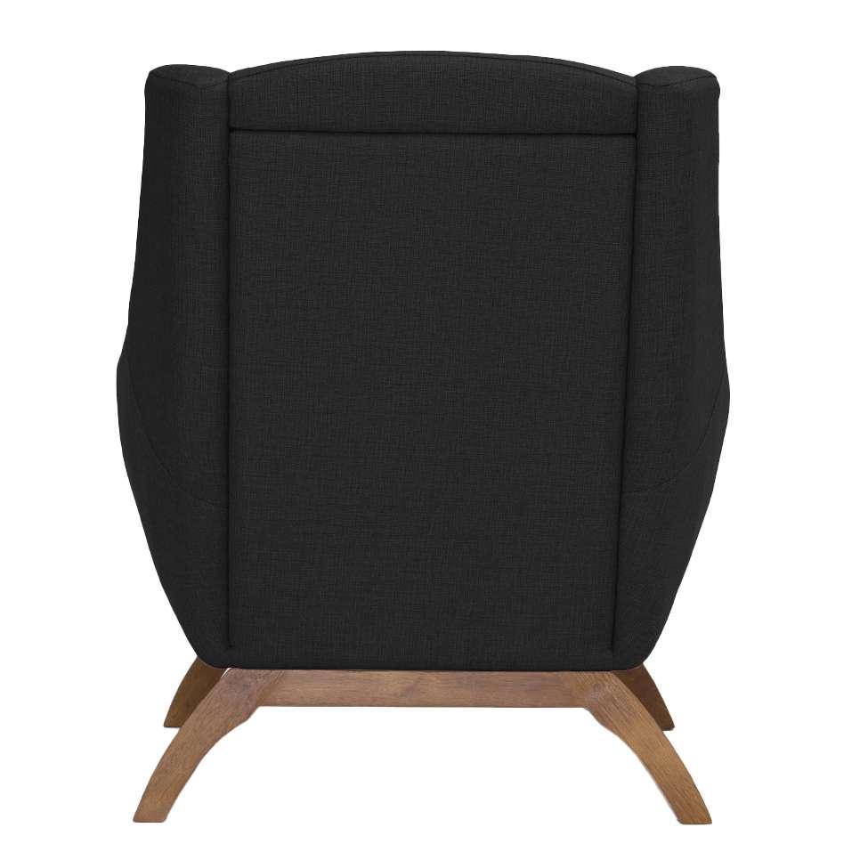 Poltrona Juliet Linho Preta e Madeira - 6