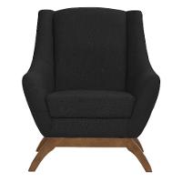 Poltrona Juliet Linho Preta e Madeira - 2