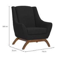 Poltrona Juliet Linho Preta e Madeira - 3