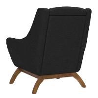 Poltrona Juliet Linho Preta e Madeira - 5