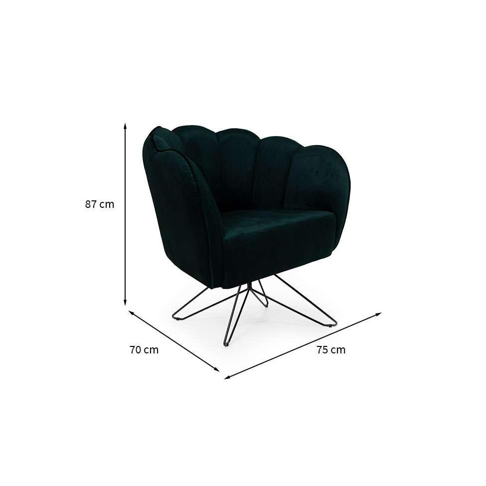 Poltrona Ariel Base Aço Suede Esmeralda e Preta - 3