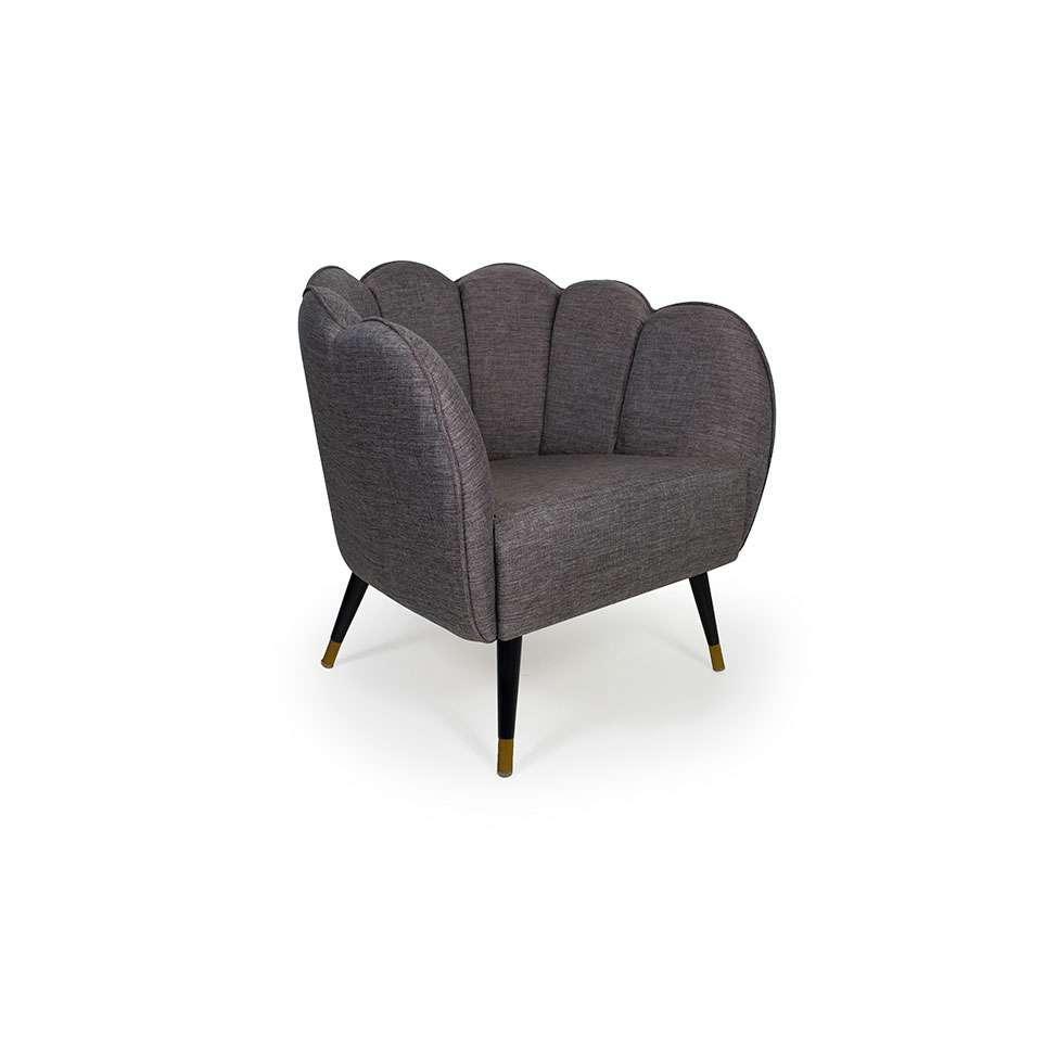 Poltrona Ariel Pé Palito Linho Mescla Marrom e Preta - 1