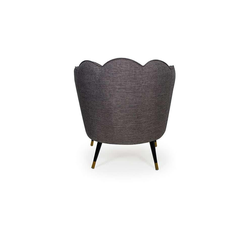 Poltrona Ariel Pé Palito Linho Mescla Marrom e Preta - 6