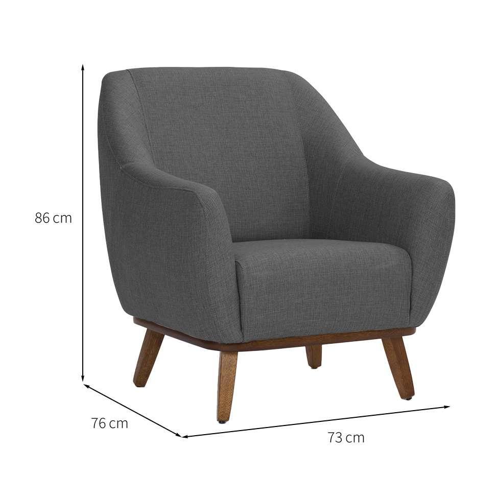 Poltrona Paloma Linho Mescla Chumbo e Castanho - 3