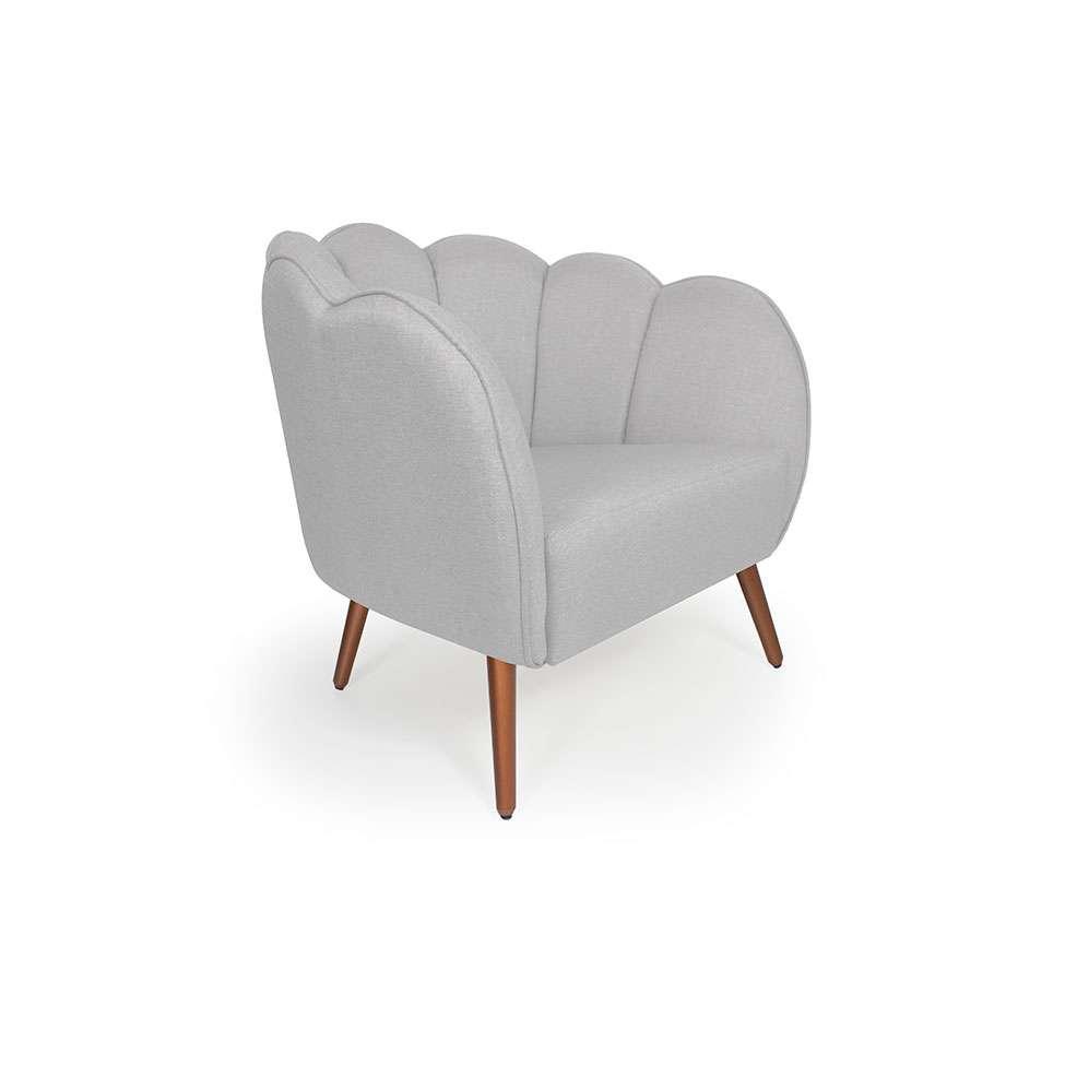 Poltrona Ariel Pé Palito Linho Creme e Cobre - 1