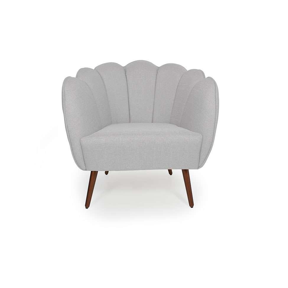 Poltrona Ariel Pé Palito Linho Creme e Cobre - 2