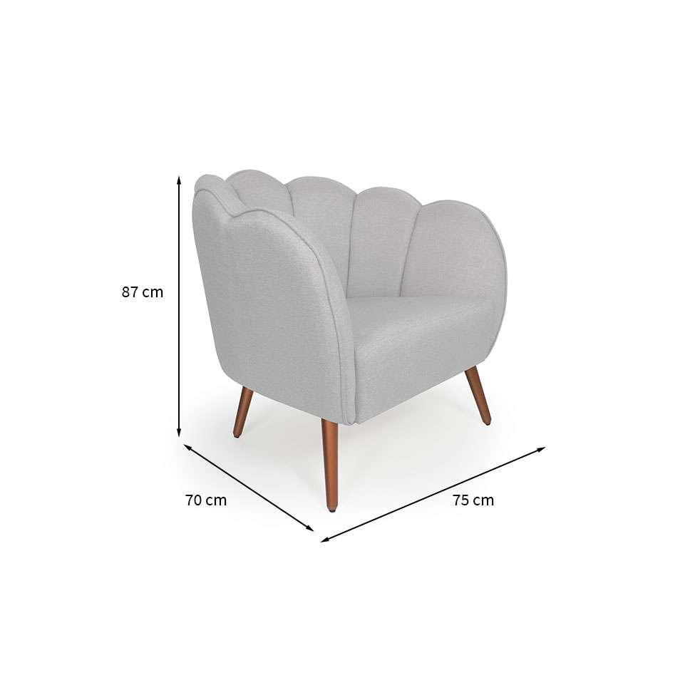 Poltrona Ariel Pé Palito Linho Creme e Cobre - 3