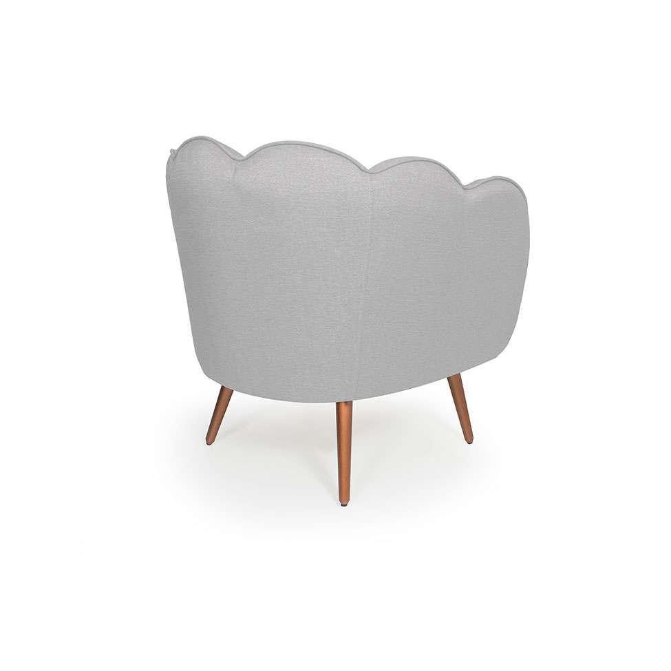 Poltrona Ariel Pé Palito Linho Creme e Cobre - 4