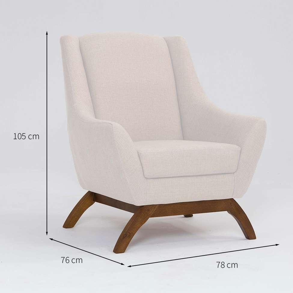 Poltrona Juliet Linho Pérola e Madeira - 3