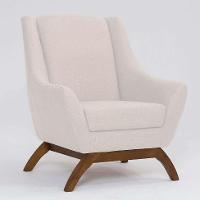 Poltrona Juliet Linho Pérola e Madeira - 1