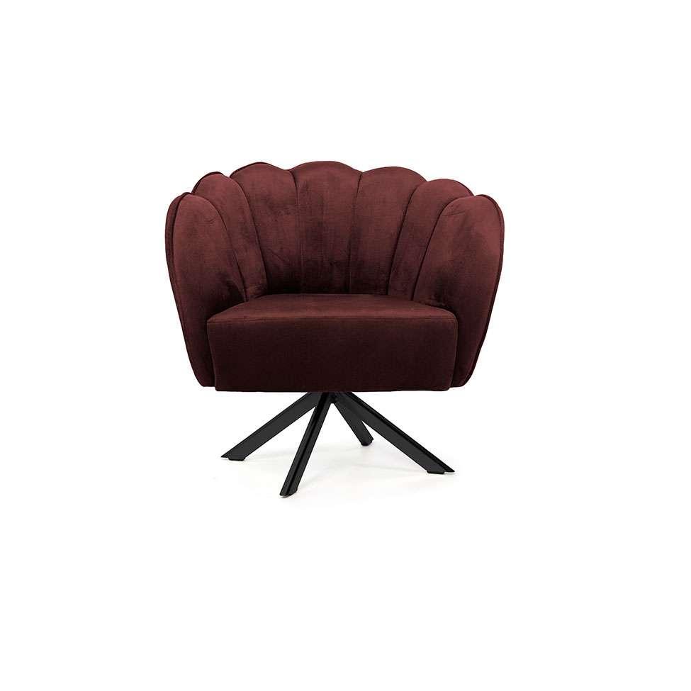 Poltrona Ariel Giratória Veludo Malbec e Preta - 2