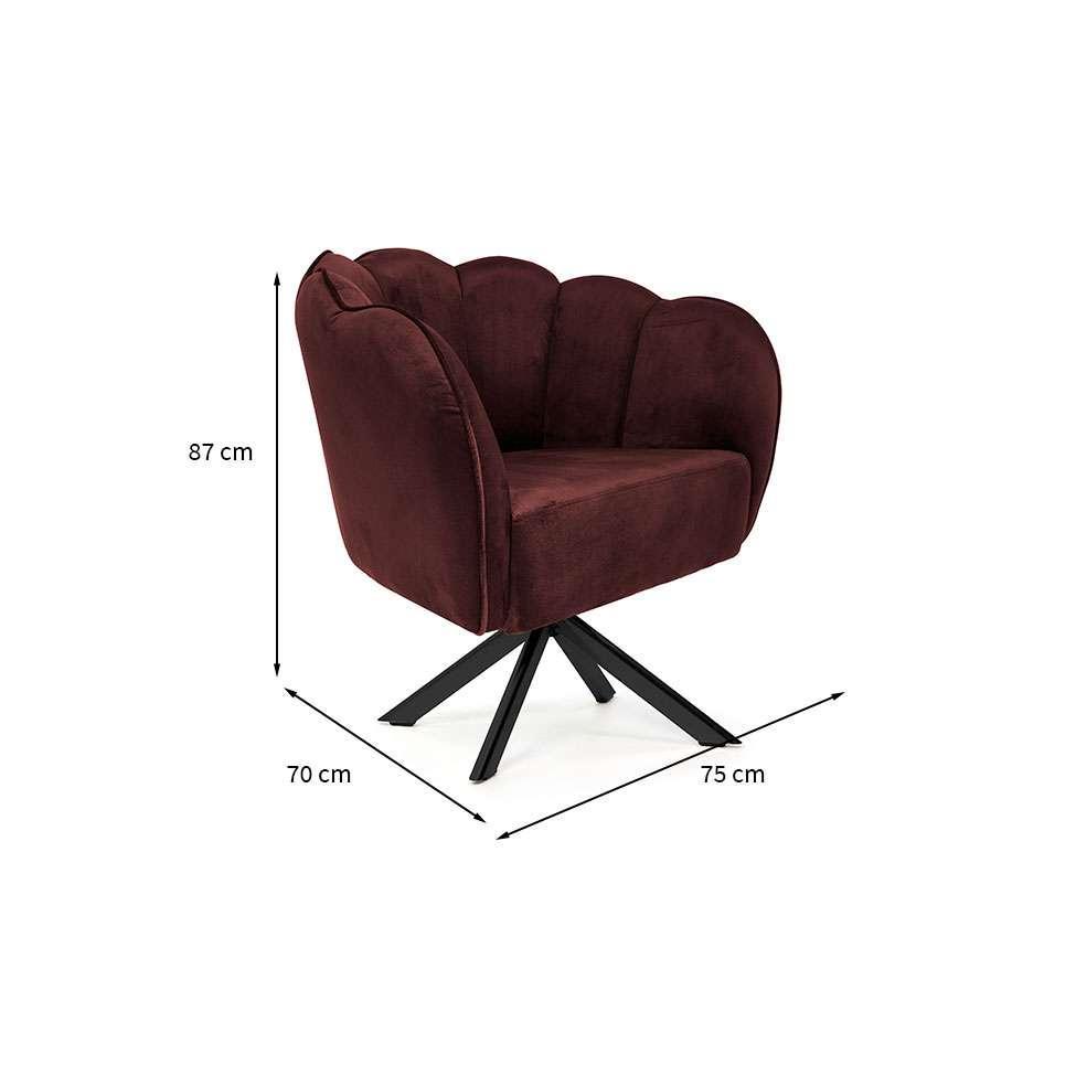 Poltrona Ariel Giratória Veludo Malbec e Preta - 3