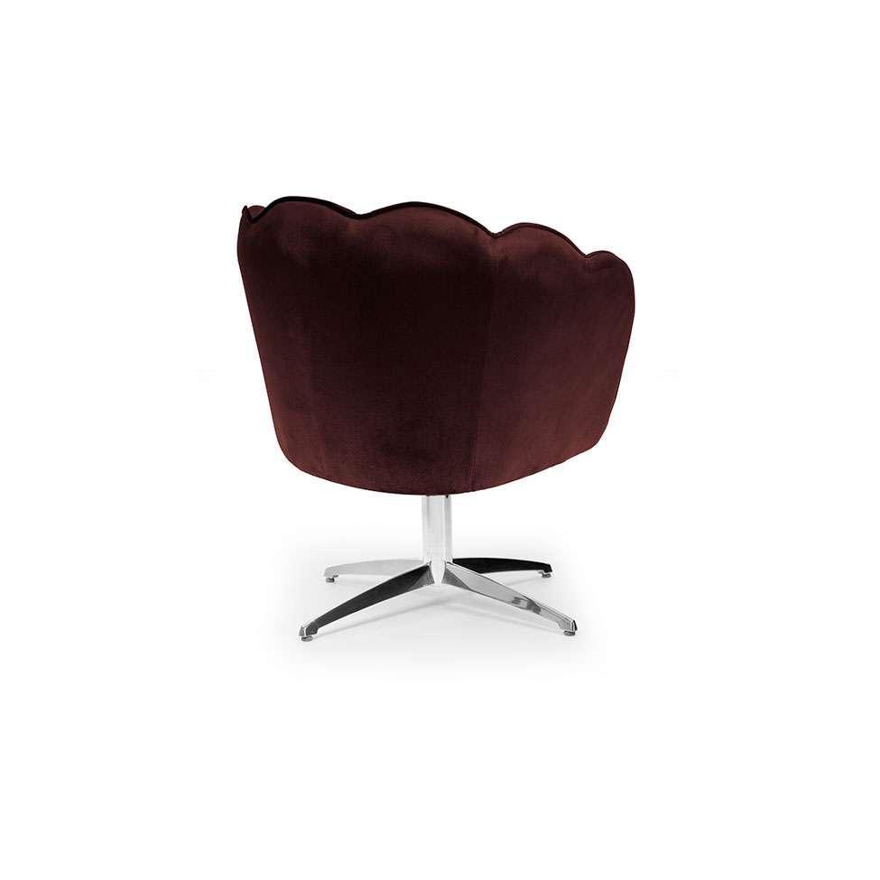 Poltrona Ariel Giratória Veludo Malbec e Cromada - 4