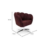 Poltrona Ariel Giratória Veludo Malbec e Cromada - 3