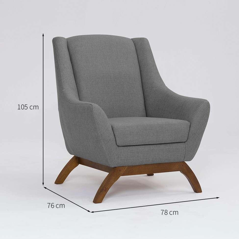 Poltrona Juliet Linho Mescla Cinza e Madeira - 3