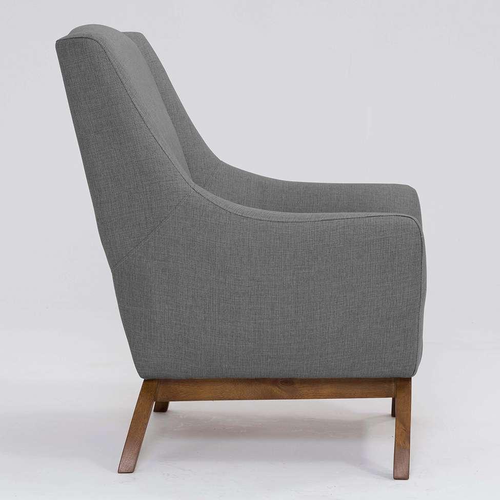 Poltrona Juliet Linho Mescla Cinza e Madeira - 4