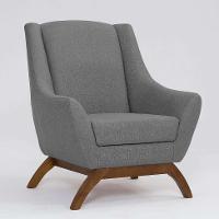 Poltrona Juliet Linho Mescla Cinza e Madeira - 1