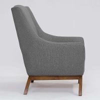 Poltrona Juliet Linho Mescla Cinza e Madeira