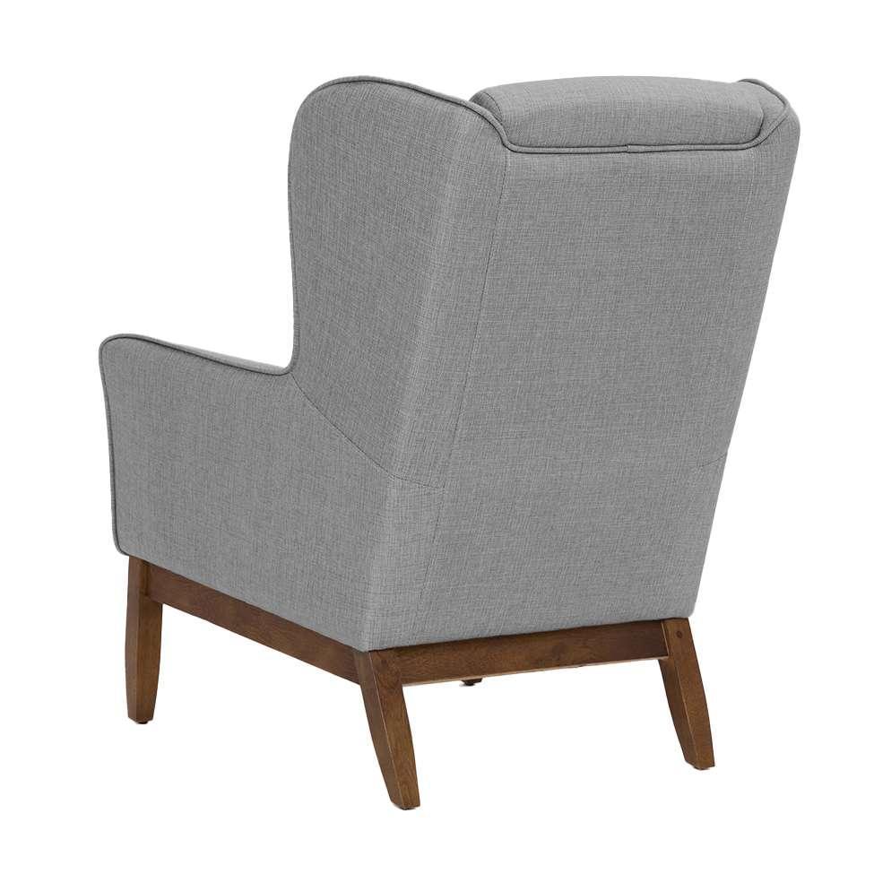 Poltrona Milena Linho Mescla Elefante e Madeira - 5