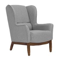 Poltrona Milena Linho Mescla Elefante e Madeira - 1