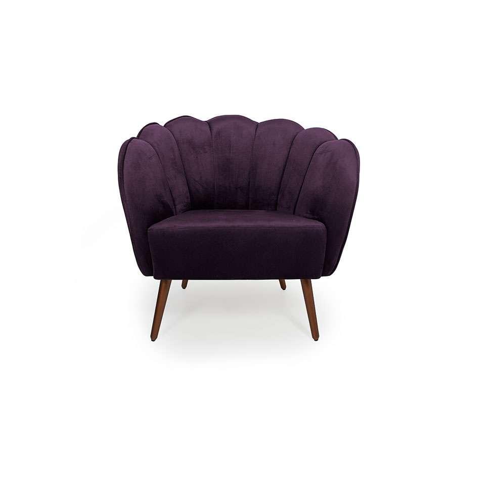 Poltrona Ariel Pé Palito Veludo Uva e Cobre - 2