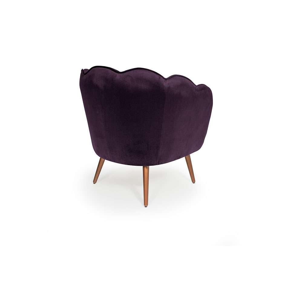 Poltrona Ariel Pé Palito Veludo Uva e Cobre - 4