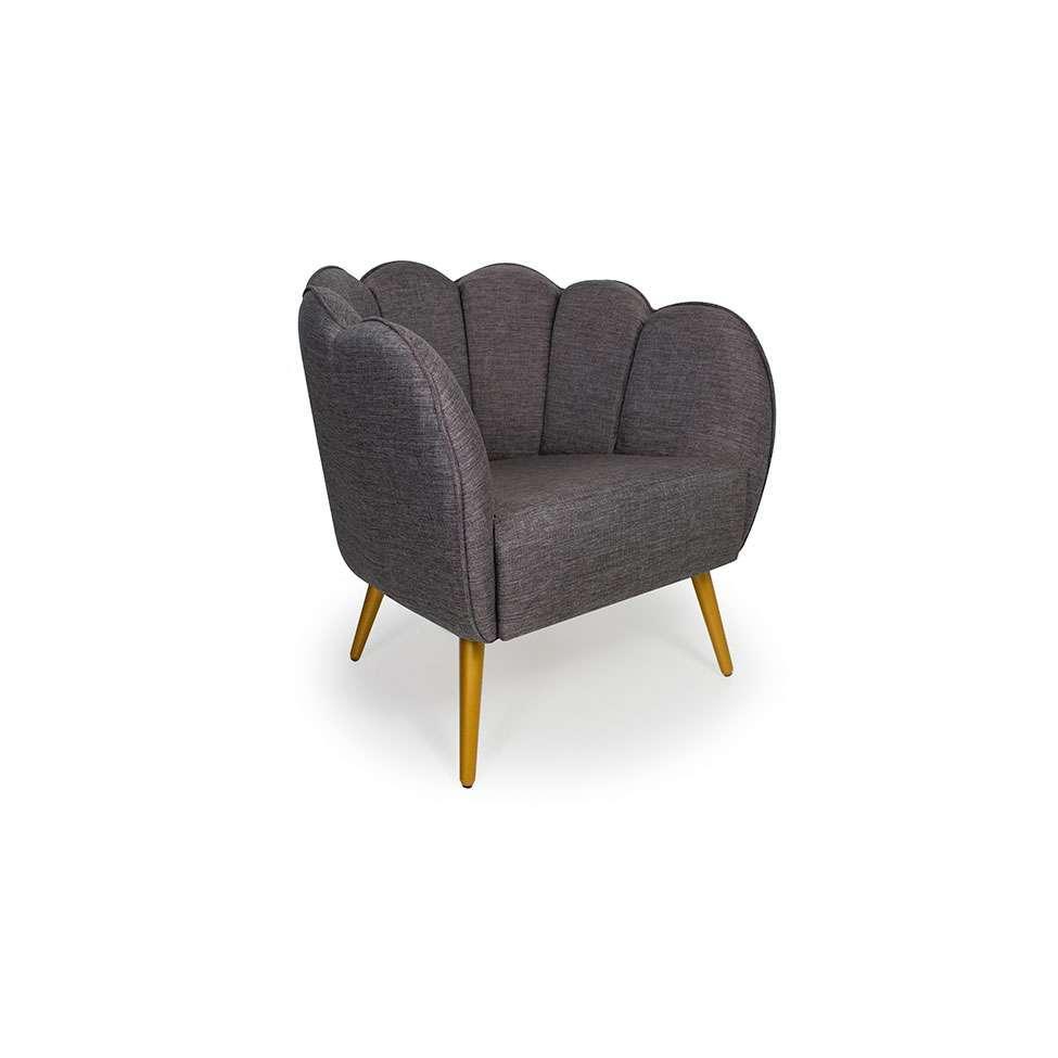 Poltrona Ariel Pé Palito Linho Mescla Marrom e Bronze - 1