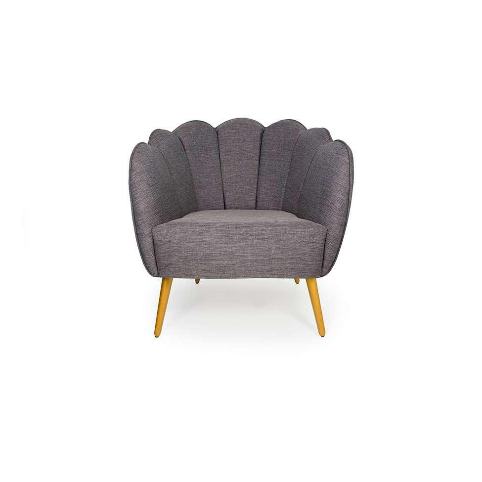 Poltrona Ariel Pé Palito Linho Mescla Marrom e Bronze - 2