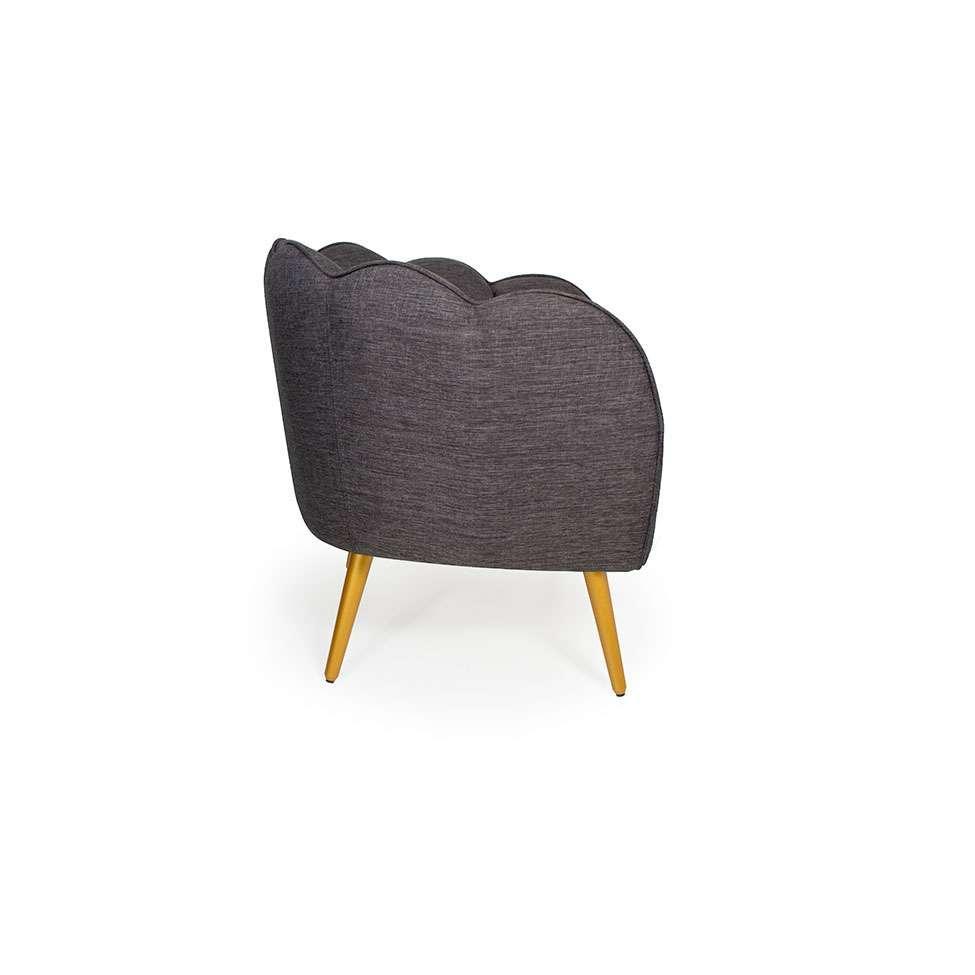 Poltrona Ariel Pé Palito Linho Mescla Marrom e Bronze - 6