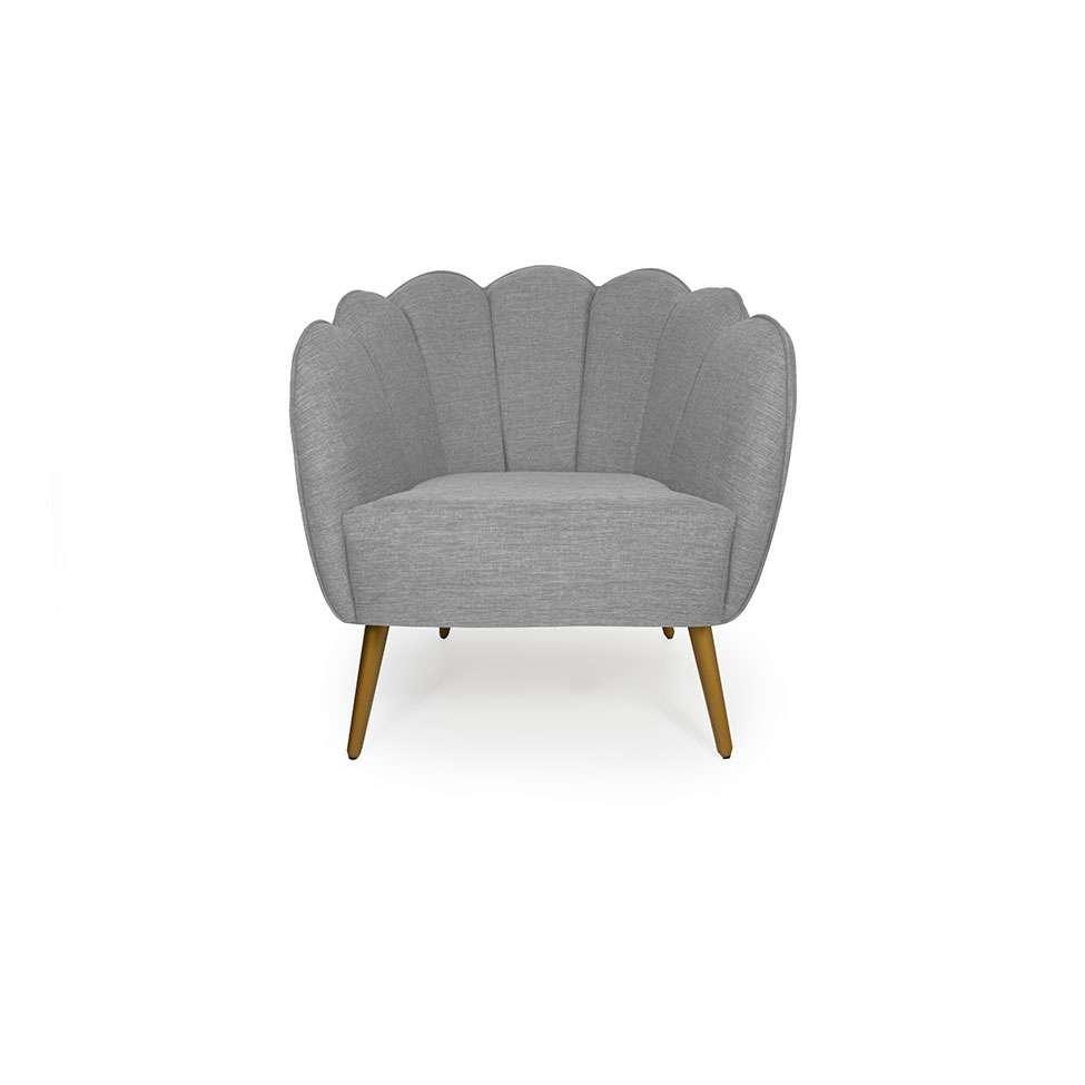 Poltrona Ariel Pé Palito Linho Mescla Cinza e Dourada - 2