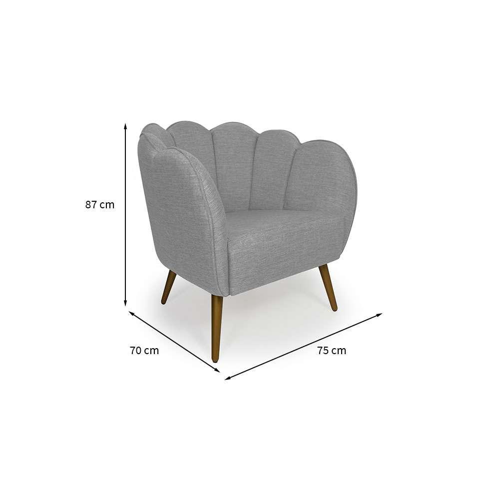 Poltrona Ariel Pé Palito Linho Mescla Cinza e Dourada - 3