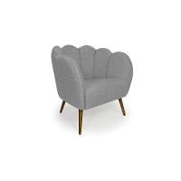 Poltrona Ariel Pé Palito Linho Mescla Cinza e Dourada - 1