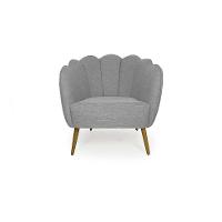 Poltrona Ariel Pé Palito Linho Mescla Cinza e Dourada - 2