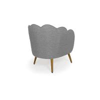 Poltrona Ariel Pé Palito Linho Mescla Cinza e Dourada