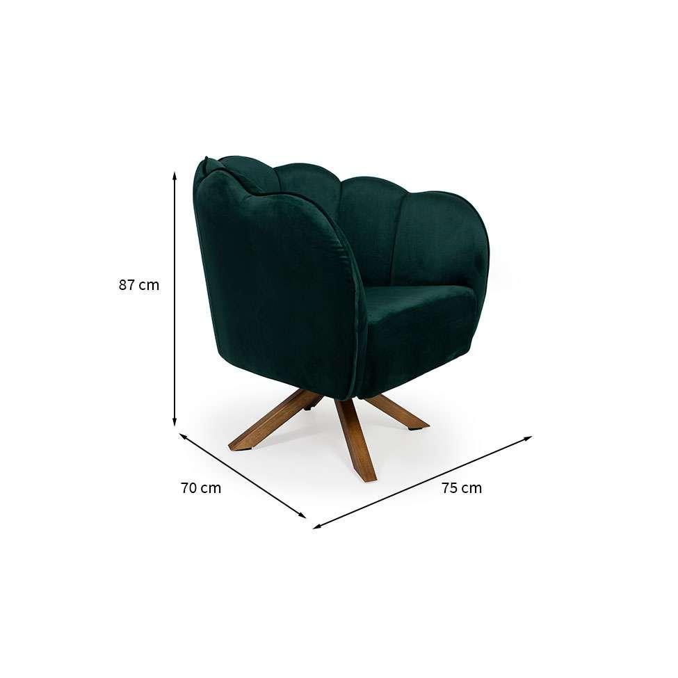 Poltrona Ariel Giratória Suede Esmeralda e Madeira - 3