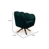 Poltrona Ariel Giratória Suede Esmeralda e Madeira - 3