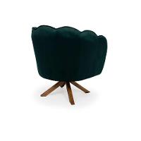Poltrona Ariel Giratória Suede Esmeralda e Madeira
