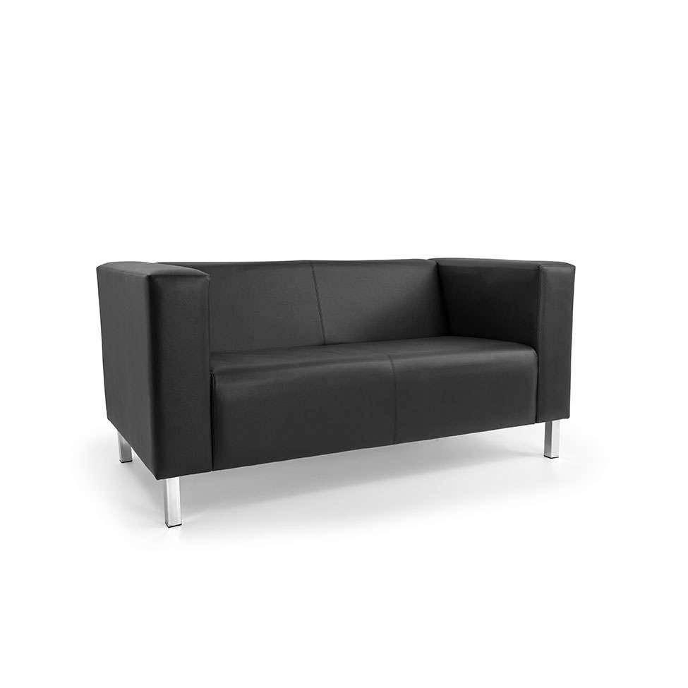 Sofá 2 Lugares Asthor Revestimento Sintético Preto - 1