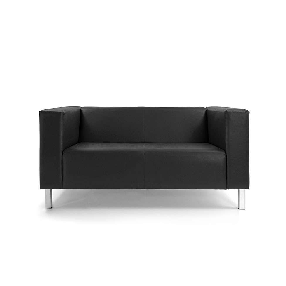 Sofá 2 Lugares Asthor Revestimento Sintético Preto - 2