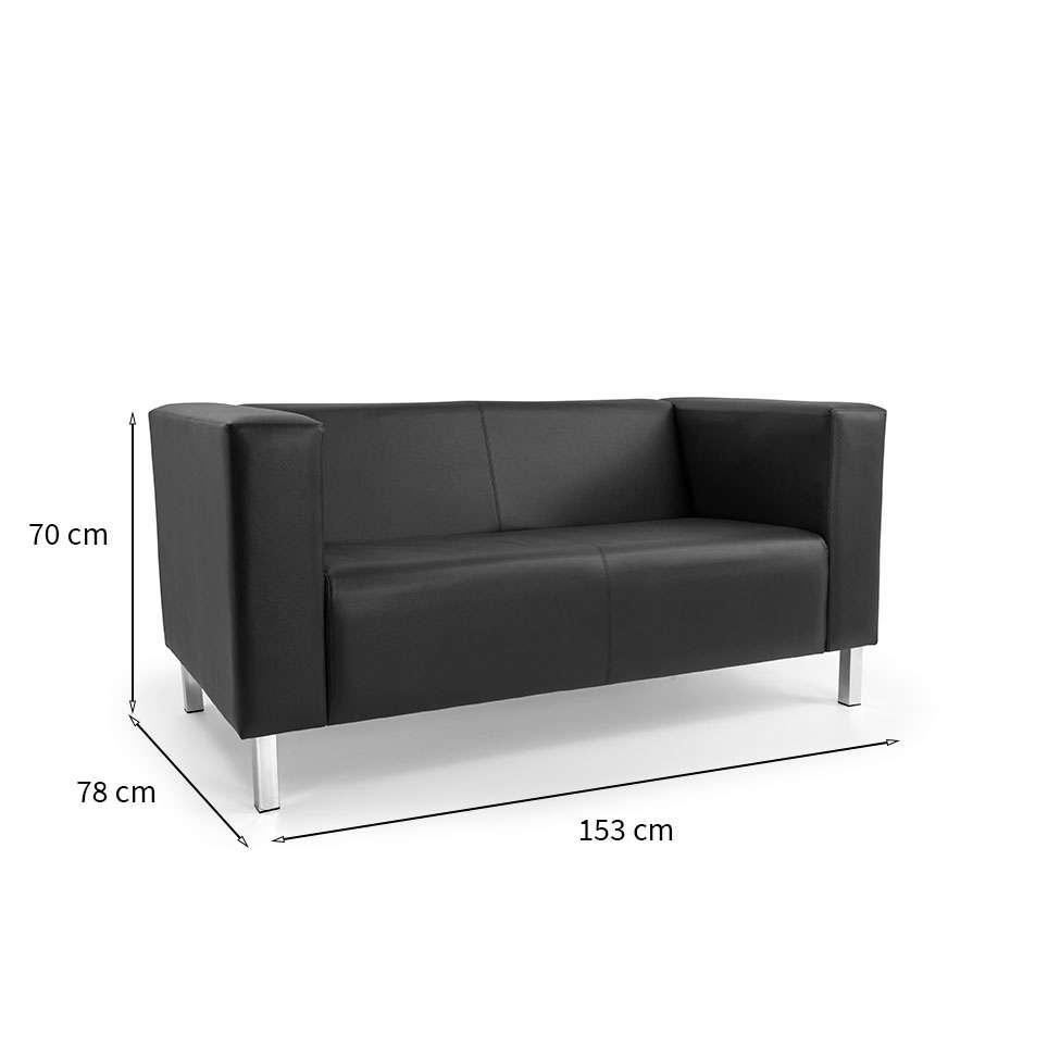 Sofá 2 Lugares Asthor Revestimento Sintético Preto - 3