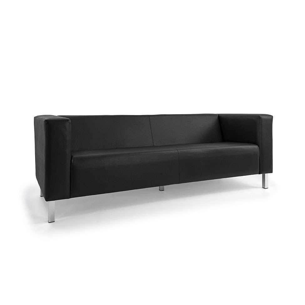 Sofá 3 Lugares Asthor Revestimento Sintético Preto - 1