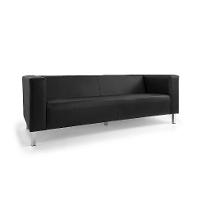 Sofá 3 Lugares Asthor Revestimento Sintético Preto - 1