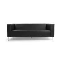 Sofá 3 Lugares Asthor Revestimento Sintético Preto - 2