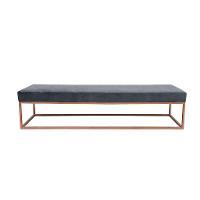 Banco 3 Lugares Giulia Veludo Cinza e Dourado 180 cm - 1