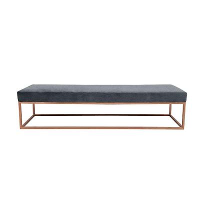 Banco 2 Lugares Giulia Veludo Cinza e Dourado 160 cm