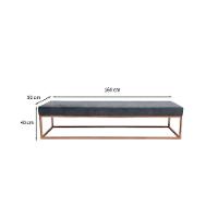 Banco 2 Lugares Giulia Veludo Cinza e Dourado 160 cm - 3