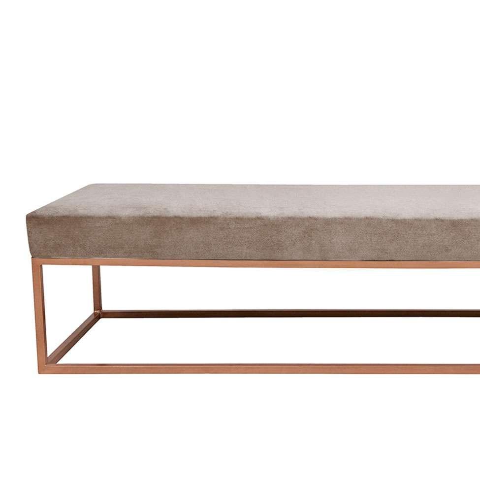 Banco 3 Lugares Giulia Veludo Bege e Dourado 180 cm - 2