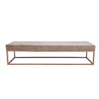 Banco 3 Lugares Giulia Veludo Bege e Dourado 180 cm - 1